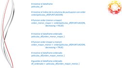 # mostrar el dataframe
peliculas_df
# mostrar el indice de la columna de puntuacion con order
order(peliculas_df$PUNTUACION)