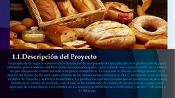 1.1.Descripción del Proyecto 
La propuesta de negocio consiste en la instalación de una panadería especializada en la producc
