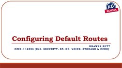 Configuring Default Routes
KHAWAR BUTT
CCIE # 12353 [R/S, SECURITY, SP, DC, VOICE, STORAGE & CCDE] 
c
