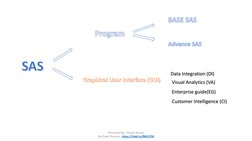 SASProgramGraphical User Interface (GUI)BASE SASAdvance SAS
Data Integration (DI)
Visual Analytics (VA)
Enterprise guide(EG)