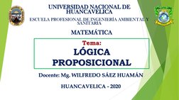 UNIVERSIDAD NACIONAL DE 
HUANCAVELICA
ESCUELA PROFESIONAL DE INGENIERÍA AMBIENTAL Y 
SANITARIA
MATEMÁTICA
Docente: Mg. WILFRE