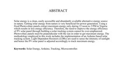 ABSTRACT
Solar energy is a clean, easily accessible and abundantly available alternative energy source 
in nature. Getting so