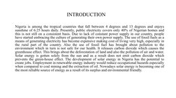 INTRODUCTION
Nigeria is among the tropical countries that fall between 4 degrees and 13 degrees and enjoys 
sunshine of 6.25