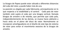 La bisagra de flapeo puede estar ubicada a diferentes distancias
del cubo del rotor, y puede haber más de una.
La posición es