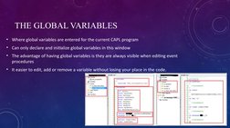 Confidential C
THE GLOBAL VARIABLES
• Where global variables are entered for the current CAPL program
• Can only declare and