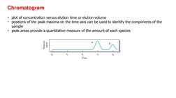 Chromatogram  
• plot of concentration versus elution time or elution volume 
• positions of the peak maxima on the time axis