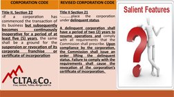 CORPORATION CODE
REVISED CORPORATION CODE
Title II, Section 22
-if 
a 
corporation 
has 
commenced the transaction of 
its bu