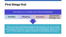 First things first
There are many effective strategies that teachers can use to build 
and assess fact fluency. The focus of