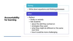 Accountability 
for learning
• Write down equations and thinking processes  
During: 
• Reflect 
• Orally or verbally
• Ask s
