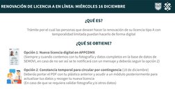¿QUÉ ES?
Trámite por el cual las personas que desean hacer la renovación de su licencia tipo A con 
temporalidad limitada pue