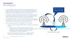 8
© Nokia Solutions and Networks 2015
Introduction
SIB configuration
For internal use
•
In case of CSFB via redirection the m