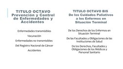 TITULO OCTAVO
Prevención y Control 
de Enfermedades y 
Accidentes 
 Enfermedades transmisibles 
 Vacunación 
Enfermedades no
