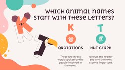 Which animal names 
start with these letters?
These are direct 
words spoken by the 
people involved in 
the news.
Quotations