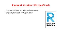 Current Version Of OpenStack
• Openstack ROCKY, 18th release of openstack.
• Originally Released: 30 August, 2018
