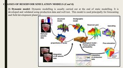 CLASSES OF RESERVOIR SIMULATION MODELS (Cont’d)
2) Dynamic model: Dynamic modelling is usually carried out at the end of stat
