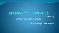 TEMA No. 3
LA PERSONALIDAD DEL ESTADO
Dr. Miguel Angel Lopez Nogales
