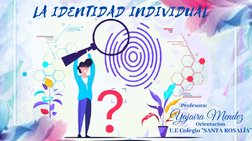LA IDENTIDAD INDIVIDUAL
Yajaira Mendez
 
Profesora:
Orientacion
U.E Colegio "SANTA ROSALÍA"
