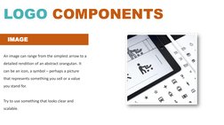 LOGO COMPONENTS
An image can range from the simplest arrow to a 
detailed rendition of an abstract orangutan. It 
can be an i