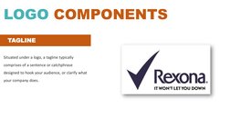LOGO COMPONENTS
Situated under a logo, a tagline typically 
comprises of a sentence or catchphrase 
designed to hook your aud