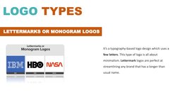 LOGO TYPES
It’s a typography-based logo design which uses a 
few letters. This type of logo is all about 
minimalism. Letterm