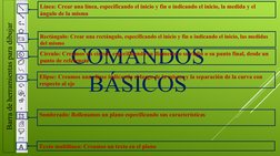 COMANDOS 
BÁSICOS
Barra de herramientas para dibujar
Línea: Crear una línea, especificando el inicio y fin o indicando el ini