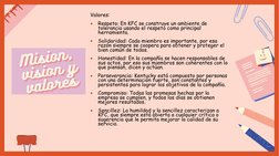 Valores: 

Respeto: En KFC se construye un ambiente de 
tolerancia usando el respeto como principal 
herramienta.

Solidari