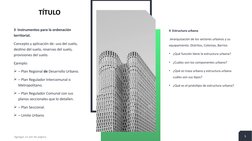 3  Instrumentos para la ordenación 
territorial.
Concepto y aplicación de: uso del suelo, 
destino del suelo, reservas del su