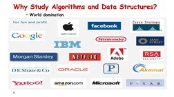 6
Why Study Algorithms and Data Structures?
• World domination
