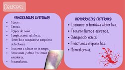 HEMORRAGIAS INTERNAS:
•
Cáncer.
•
Cirrosis.
•
Pólipos de colon.
•
Complicaciones gástricas.
•
Hemofilia o coagulación sanguín