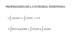 PROPIEDADES DE LA INTEGRAL INDEFINIDA
1. න𝑐𝑓(𝑥)𝑑𝑥= 𝑐න𝑓𝑥𝑑𝑥, 𝑐≠0
2. න𝑓𝑥± 𝑔(𝑥) 𝑑𝑥= න𝑓(𝑥)𝑑𝑥± න𝑔(𝑥)𝑑𝑥
