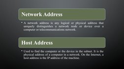 Network Address
• A network address is any logical or physical address that 
uniquely distinguishes a network node or device