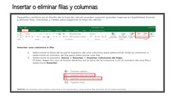 Insertar o eliminar filas y columnas
