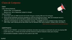 4
04.08.21
Claim & Certponto
Claim
Labor claiming blackouts
•
Blackout start: 1st of September
•
Blackout end: 16th of Septem