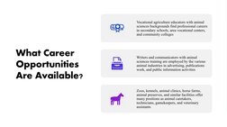 What Career 
Opportunities 
Are Available?
Vocational agriculture educators with animal 
sciences backgrounds find profession