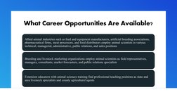 What Career Opportunities Are Available?
Allied animal industries such as feed and equipment manufacturers, artificial breedi