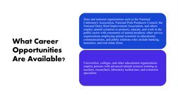 What Career 
Opportunities 
Are Available?
State and national organizations such as the National 
Cattlemen's Association, Na