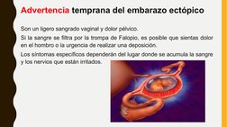 Advertencia temprana del embarazo ectópico
Son un ligero sangrado vaginal y dolor pélvico.
Si la sangre se filtra por la trom