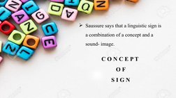 Saussure says that a linguistic sign is 
a combination of a concept and a 
sound- image.
C O N C E P T 
 O F 
S I G N
