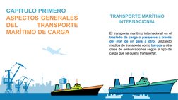 CAPITULO PRIMERO
ASPECTOS GENERALES 
DEL 
TRANSPORTE 
MARÍTIMO DE CARGA
TRANSPORTE MARÍTIMO 
INTERNACIONAL
El transporte marí