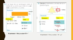 2(6) m =12m
6m
Largo=
Ancho=
2p= 2(12) + 2(6)
2p= 24 + 12 = 36m
Perímetro
Área
A= b x h
A= 12 x 6
A= 72
 
El perímetro = 36m