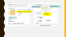 L
L
L
L
2p = L+L+L+L= 44cm
Para saber un lado se divide
44: 4= 
11
=11
A= 
 
A= 
 
A= 121
 
El área mide 
A = D x d