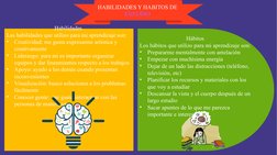 HABILIDADES Y HABITOS DE 
ESTUDIO 
Hábitos 
Los hábitos que utilizo para mi aprendizaje son: 
•
Prepararme mentalmente con an