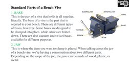 Standard Parts of a Bench Vise
1. BASE
This is the part of a vise that holds it all together, 
literally. The base of a vise