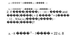 a) −2
 
 2 + 6
 
 c) −8
 
 − 2 
b) −2 
 
 2 − 8
 
 + 2 d) −8
 
 + 2 
2. If () = −10 + 
 
