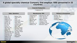 A global specialty chemical Company that employs 1900 personnel in 23 
countries
Sales / Operations
Beijing, China
Cape Tow
