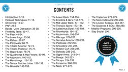 CONTENTS
B E C O M E  T H E  E XP E R T
•
Introduction: 3-10.
•
Release Techniques: 11-15.
•
Stretching: 16-27.
•
PNF: 28-3
•