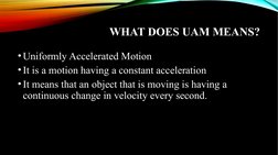 Uam Example Uniformly Accelerated Motion Overview | PDF | Acceleration | Velocity