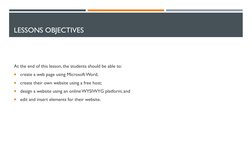 LESSONS OBJECTIVES
At the end of this lesson, the students should be able to:

create a web page using Microsoft Word;

cre