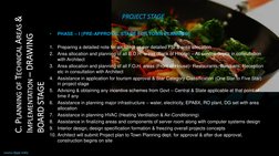 •
PHASE – I {PRE-APPROVAL STAGE FOR TOWN PLANNING}
1.
Preparing a detailed note for architect as per detailed FSI & area allo