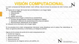 VISIÓN COMPUTACIONAL
La visión computacional llamada también visión artificial, trata de emular los procesos de visión humana